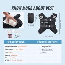 Weighted Vest, Vest With Reflective Stripe, Adjustable Buckle Body Weight Vest For Men Women, Workout Equipment For Strength Training, Running, Jogging, Fitness, And Weight Loss