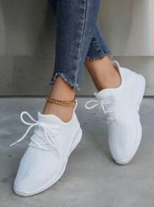 Witte damesschoenen, casual dikke zool mesh ademende sneakers, antislip studentenschoenen, ontwerp