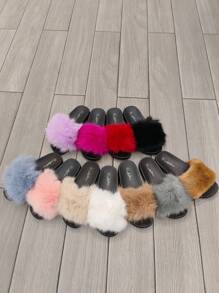 Mules/chaussons en peluche Stellameli, convenant aussi bien pour la maison que pour l'extérieur, en hiver comme en été - Blanc - Voir 4