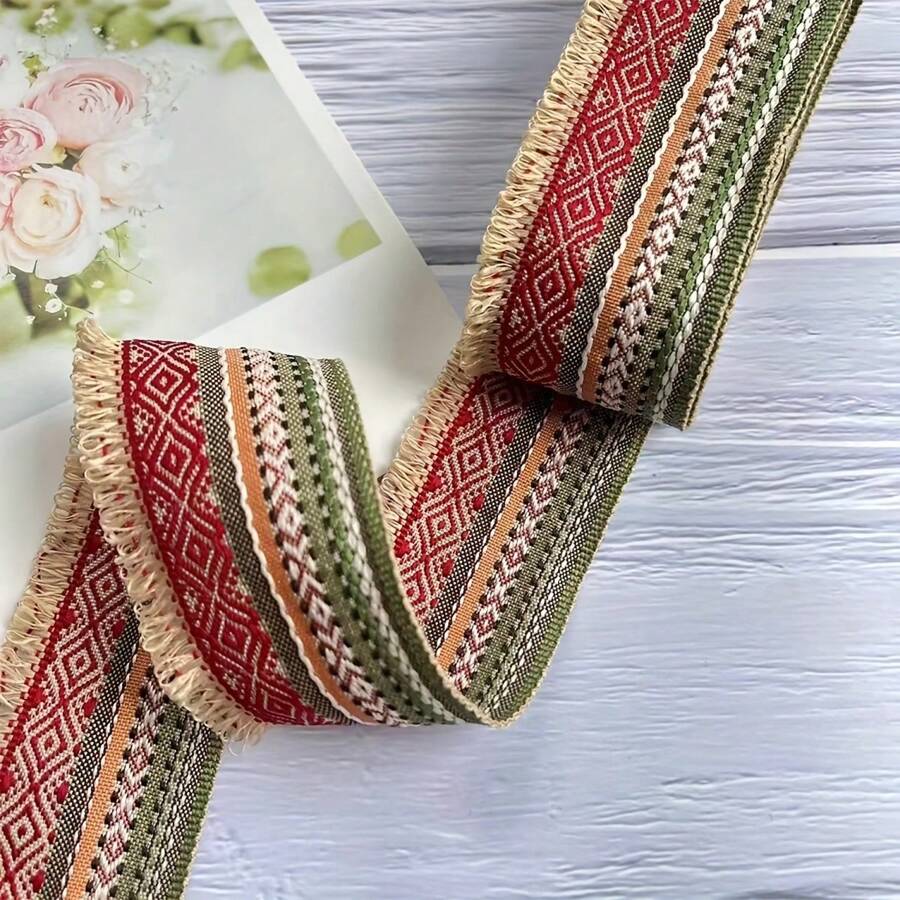 10Yard/2Yard 5cm Lace Ribbon With Tassels, Vintage Jacquard Ribbon, Apparel Sewing, Polyester Trim Woven Lace Trim For Clothes DIY, Clothing Sewing, Bag, Needlework, DIY Craft Accessories, Home Decor, Wedding Decor, Homecrafts Material, Sewing Lace, Sewing Supplies, Craft Supplies, Stitch Supplies, Mother's Day Gifts, Birthday Decorations