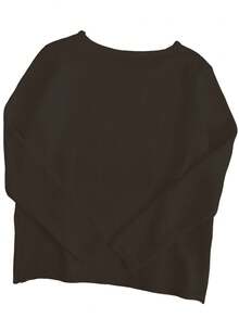 圆领长袖字母针织毛衣，侧开衩，休闲日常装