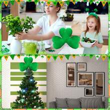 Sombrero de copa para el Día de Irlanda, trébol de peluche, adorno para la copa del árbol, decoración para fiestas, adornos de trébol con purpurina - Verde claro - Ver 8