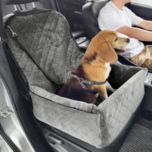 Dog Car Seat, Waterproof Dog Booster Seat For Car With A Storage Pocket, Pet Car Seat With Clip-On Safety Leash, Adjustable Straps, PP Cotton Filling, Dog Car Bed, Center Console Dog Booster Seat For Small & Medium & Large Dog Up To 100 Lbs - 40 lbs, Gray - 查看 1