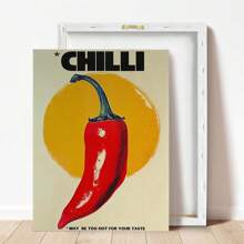 1 Stück, Leinwandbild zum Aufhängen, gerahmt, Leinwandkunstdruck mit Chilischoten, modernes dekoratives Kunstposter, modischer Vintage-Wandbehang für Zuhause, Büro, Bad, Wohnzimmer, Schlafzimmer, Esszimmer - Innen- und Außenkunstwerk