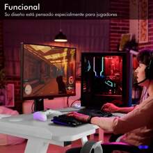 KITUL Escritorio Gamer Minimalista Led RGB Metal Y Fibra De Carbón (Negra) - Blanca - Ver 5