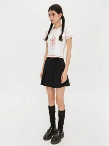 MOUSSY T-shirt court à manches courtes SLY avec motif floral créatif, doux et épicé 038GSZ90-5950