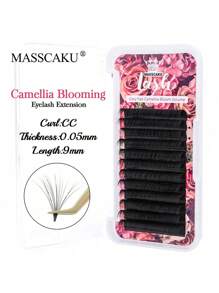 12 Rows MASSCAKU CC Curl 0.05mm 0.07mm 8-20mm&Mix Length Camellia Blooming Eyelashes Extensions Matte Black Professional One Second Automatic Flowering Single Lashes Supplies For Beauty Makeup Uselash Clusters,Eyelash Clusters,Individual Eyelashes,Lashes,Fake Lashes