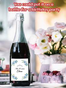 12/24/36 Pcs Custom Bottle Stickers With Elegant Floral And Crown Design, 10.2x8.4cm/4x3.3" Various Color Options, Supporting Text/Font/Color Customization, Which Shows Your Personalized, Creativity And Meticulous Attention To Detail, Suitable For Wedding, Bachelorette Night, Cocktail Party, BBQ, Wine Tasting Event, Banquet, Valentine's Day, Wedding Anniversary, National Day, Celebrating, Also Available As Product Label For Your Chateau