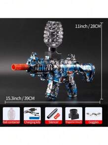 DECORAÇAO CARNAVAL AK47 M416 Blaster de Gel Elétrico - Superfície Metálica, Blaster de Disparo Automático de Munição, Adequado para Atividades ao Ar Livre e Jogos de Time de Tiro, Longo Alcance de Tiro, Brinquedo de Jogo ao Ar Livre, Acompanha Óculos de Proteção (Não Inclui Bolinhas de Gel)