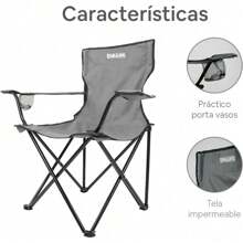 Sillas Plegables para Camping Playa y Pesca - Silla Portatil de Lona Impermeable Set 4 Sillas Negro - Gris - Ver 4