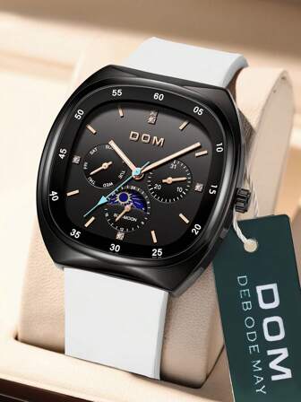 DOM 1 件女士时尚防水多功能休闲橡胶表带手表