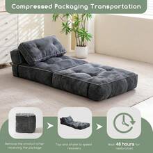 Sofá cama plegable con almohada, colchón plegable con soporte trasero, sillón plegable portátil, sofá cómodo para sala de estar, recámara - Gris - Ver 7