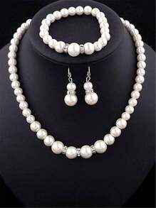4pcs Pearl Necklace Set Jewelry For Women