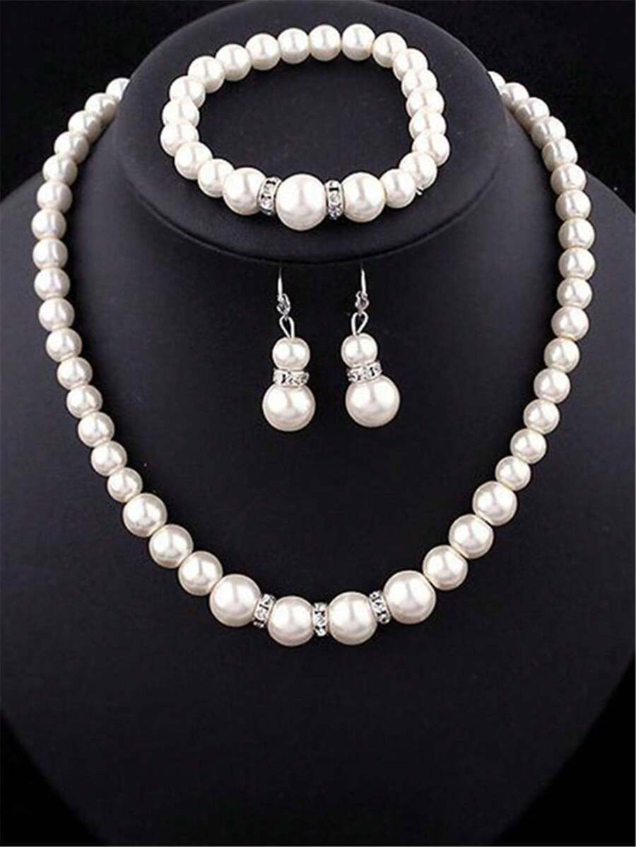 4pcs Pearl Necklace Set Jewelry For Women
