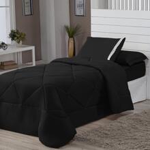 4 Piece Kit Double-Sided Single Duvet + 2 Piece Sheet Set - Black - View 1