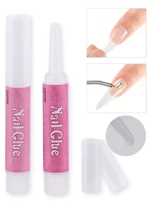 2克/0.07盎司超强力指甲胶，适用于亚克力指甲，持久耐用，专业美甲贴片胶水，适用于按压式指甲，亚克力指甲胶水，假指甲贴片胶水 - 彩色 - 查看 4