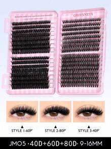 GROINNEYA 3/28Rows Individual Eyelashes Book Large Capacity 9-16mm Mixed Length Cluster Eyelashes For Beginner DIY At Home Eyelashes Extensions Set