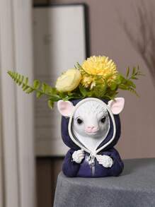 1 szt. Kreatywna doniczka z żywicy zwierzęcej, wazon z owcą, bluza z nadrukiem żywicy z gumowym korkiem do odpływu, dekoracja domu do ogrodu, kształt owcy, dekoracja domu, dekoracja pokoju