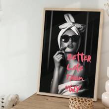 1pc Framed Canvas Wall Art, Gallery Quality, Vintage Style "Better Late Than Never" Fashionable Female Canvas Art Print - Ideal For Living Room, Bedroom, Office Decor, Modern Wall Poster Gift, Birthday, Graduation - Multicolor - View 9
