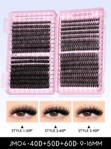 GROINNEYA 3/28Rows Individual Eyelashes Book Large Capacity 9-16mm Mixed Length Cluster Eyelashes For Beginner DIY At Home Eyelashes Extensions Set