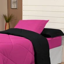 4 Piece Kit Double-Sided Single Duvet + 2 Piece Sheet Set - Pink/black - View 2