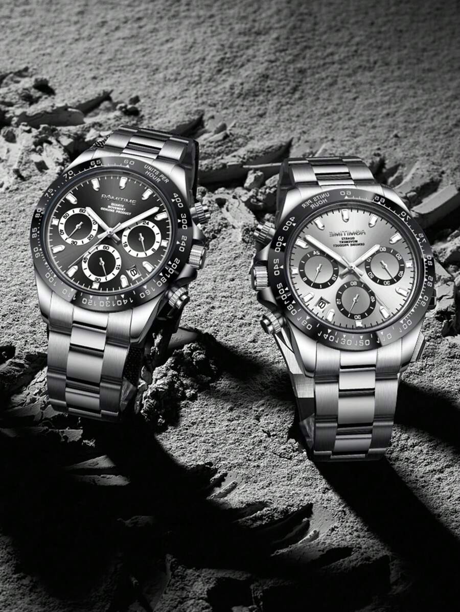 GUANQIN 1 szt. Wodoodporny zegarek ze świecącym chronografem i tarczą kalendarza, odporny na zużycie, pasek ze stali nierdzewnej, modny, biznesowy, luksusowy, wojskowy, klasyczny, swobodny, mechaniczny, męski, automatyczny, kwarcowy, odpowiedni na festiwale, randki, biznes, prezenty