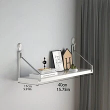 1pc Wall Shelf Rack, Floating No-Drill Wall-Mounted Storage Shelves For Kitchen, Living Room, Bedroom - Multicolor - View 4