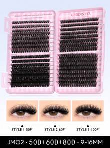 GROINNEYA 3/28Rows Individual Eyelashes Book Large Capacity 9-16mm Mixed Length Cluster Eyelashes For Beginner DIY At Home Eyelashes Extensions Set