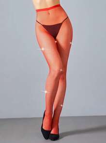 Women Sparkly Tights, Amazing Glitter Rhinestone Fishnets Stockings, Erotic Party Concert Outfits - Red - View 8