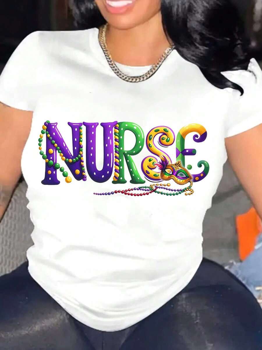 Mardi Gras Shirt, Mardi Gras T-Shirt Unisex- Vibrant Feather Mask Design, Women's T-Shirt With Creative Easter Print, Breathable Soft Casual Round Neck Short Sleeves, Mardi Gras Shirt Disco Ball Bow Gift For Mardi Gras Carnival New Orleans Shirt For Fat Tuesday Gift