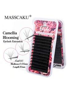 12 Rows MASSCAKU CC Curl 0.05mm 0.07mm 8-20mm&Mix Length Camellia Blooming Eyelashes Extensions Matte Black Professional One Second Automatic Flowering Single Lashes Supplies For Beauty Makeup Uselash Clusters,Eyelash Clusters,Individual Eyelashes,Lashes,Fake Lashes