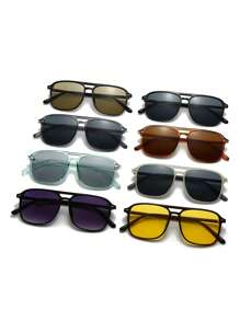 1pc Men's Geometric Pattern Decor Casual Beach Fashion Glasses, All-Season Fashion