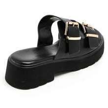 Chunky Sandals With Platform Sole And Double Buckle Straps - Black - View 4