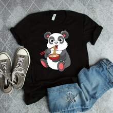 Ramen Panda Noodles Shirts, Kawaii Panda Shirts, Ramen Noodle Shirts, Japanese Food Shirts - Black - View 1