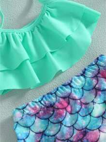 Toddler Baby Girl Swimsuit Two-Piece Bathing Suit Baby Girl Swimsuit Toddler Girls Bathing Suit Bikini Bottoms Two Piece Swimwear Suit With Hat - 綠色 - 查看 5