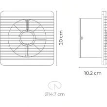 Extractor de Aire Silencioso Ventiladores Elimina Olores, Vapor y Húmedad para Baño Cocina 6 pulgadas VT-1906.B - Sencillo y discreto - Ver 9