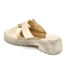 Chunky Sandals With Platform Sole And Double Buckle Straps - Gold - View 5