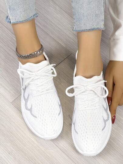 Women's White Sneakers, Vulcanized Casual Shoes, Thick Sole Style, Anti-Slip Mesh Breathable Student Shoes