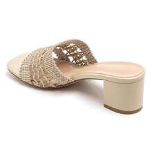 Zapatos de tacón alto tipo mula con detalle tejido para uso diario - Beis - Ver 4