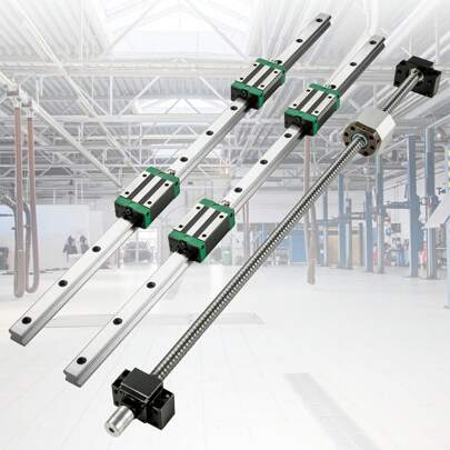 Linear Guide Rail 2Pcs HGR20-700 To 2000mm Linear Slide Rail With 1Pcs RM1605-700 To 2000mm Ballscrew With BF12/BK12 Kit Linear Slide Rail Guide Rail Square For DIY CNC Routers Lathes Mills