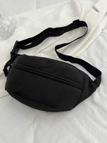 Bolsa de Peito Feminina Casual Esportiva Simples de Cor Sólida em Náilon para Viagem