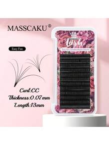 12 Rows MASSCAKU CC Curl 0.05mm 0.07mm 8-20mm&Mix Length Camellia Blooming Eyelashes Extensions Matte Black Professional One Second Automatic Flowering Single Lashes Supplies For Beauty Makeup Uselash Clusters,Eyelash Clusters,Individual Eyelashes,Lashes,Fake Lashes