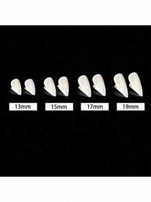 Halloween Vampire Teeth Set - Zombie And Tiger Teeth, Suitable For Cosplay, Makeup And Costume Accessories, Sizes Available: 13mm / 15mm / 17mm / 19mm, All Sizes Come With 1 Piece Of Solid Dental Glue