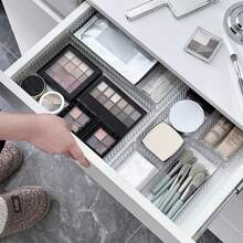 7 件套办公桌抽屉整理盒，矩形塑料储物箱，适用于办公用品、化妆品、橱柜、书架