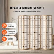 Room Dividers, 3-6 Panel Japanese Room Dividers, Indoor Wooden Folding Privacy Screens, Japanese Style Partition Portable Decorative Screens For Room Dividers Home Office Dining Room And Bedroom - 6 tấm, hoa văn kim cương - Xem 2