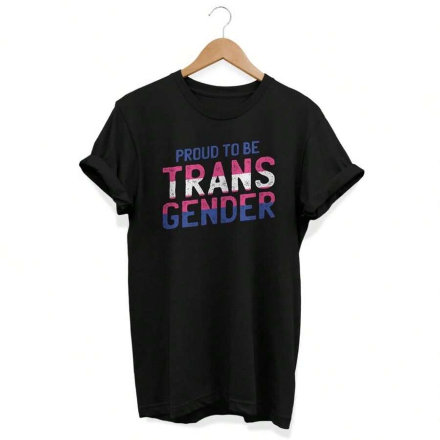 Transgender Pride Shirt, Trans T-Shirt, Pride Top, LGBTQ Clothing, Gender Equality Apparel, Transgender Clothes, Rainbow Shirt, Queer Gift - Black - View 1