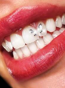 220pcs Self-Adhesive Super Shiny Tooth Gems DIY Jewelry Set With Tools, Removable & Reusable Butterfly Tooth Decor, Crystal White Rhinestone Round & Asymmetric Shape, Fashion Sparkling Tooth Sticker For Y2K, Party, Halloween, Sturdy & Reliable, Comes With Glue