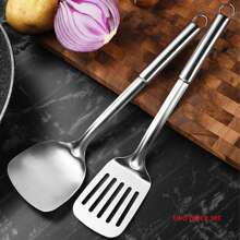 1-4 pièces Set d'ustensiles de cuisine en acier inoxydable comprenant une louche, une cuillère à égoutter, une spatule et une passoire à casserole