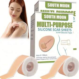2 包硅胶疤痕胶带，多用途硅胶疤痕贴片防水遮盖新旧疤痕妊娠纹贴伤口舒缓贴疤痕贴，1.57 X 59.06 英寸