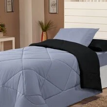 4 Piece Kit Double-Sided Single Duvet + 2 Piece Sheet Set - Gray/black - View 2